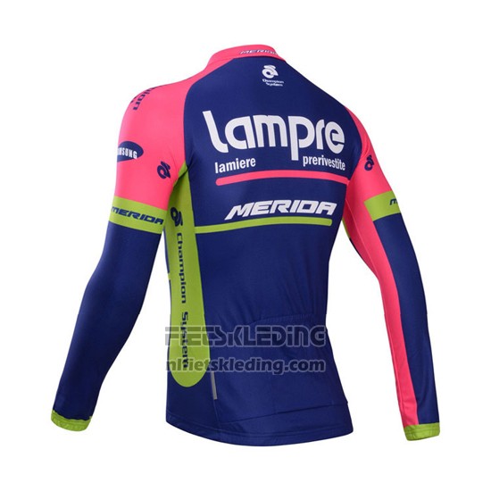 2014 Fietskleding Lampre Merida Roze en Blauw Lange Mouwen en Koersbroek
